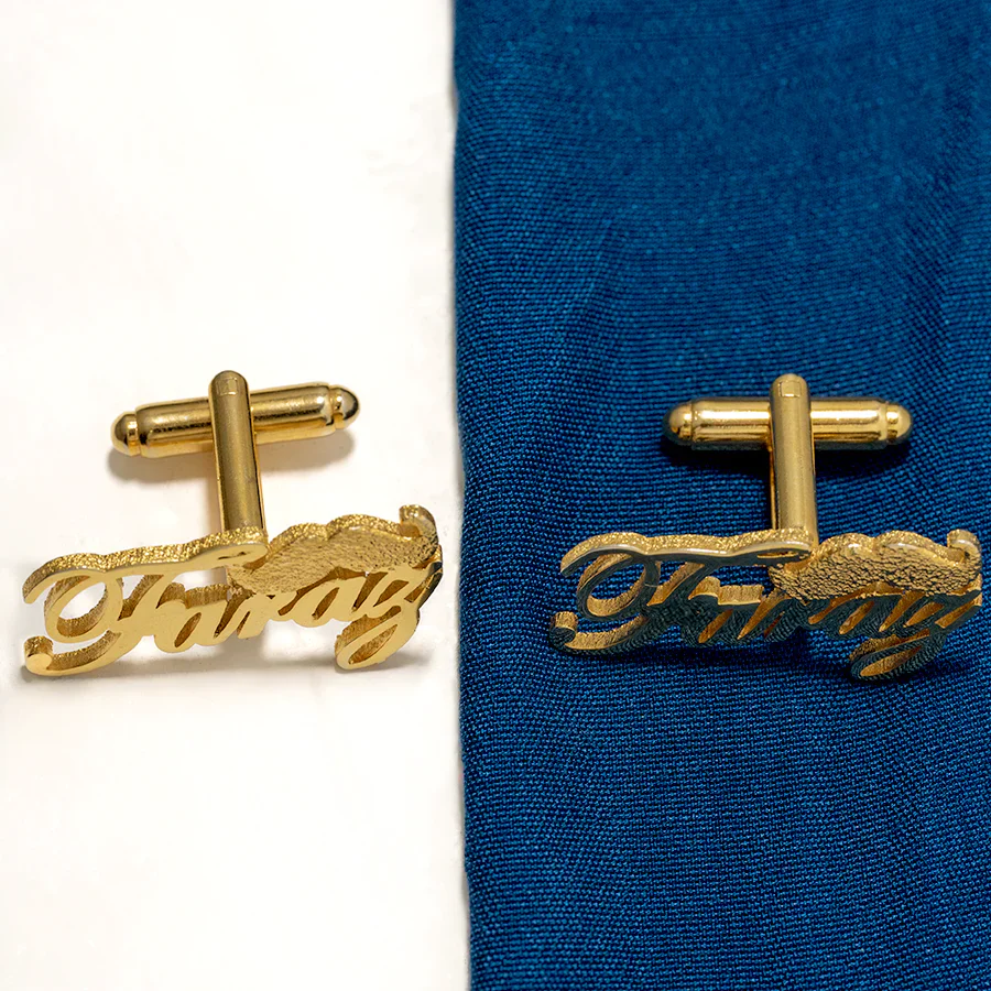 CUSTOMIZED-MUSTACHE-NAME CUFFLINKS